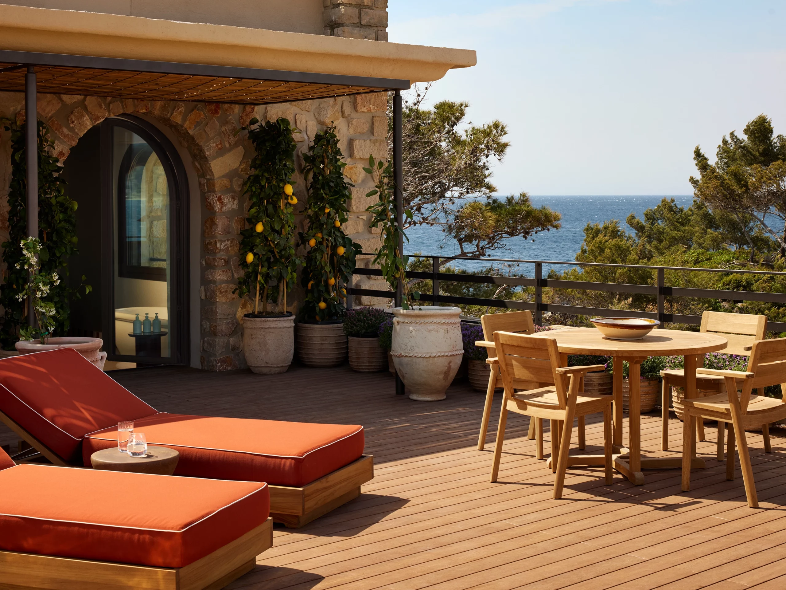 Terrace of The Delos Suite, largest suite of Zannier Île de Bendor