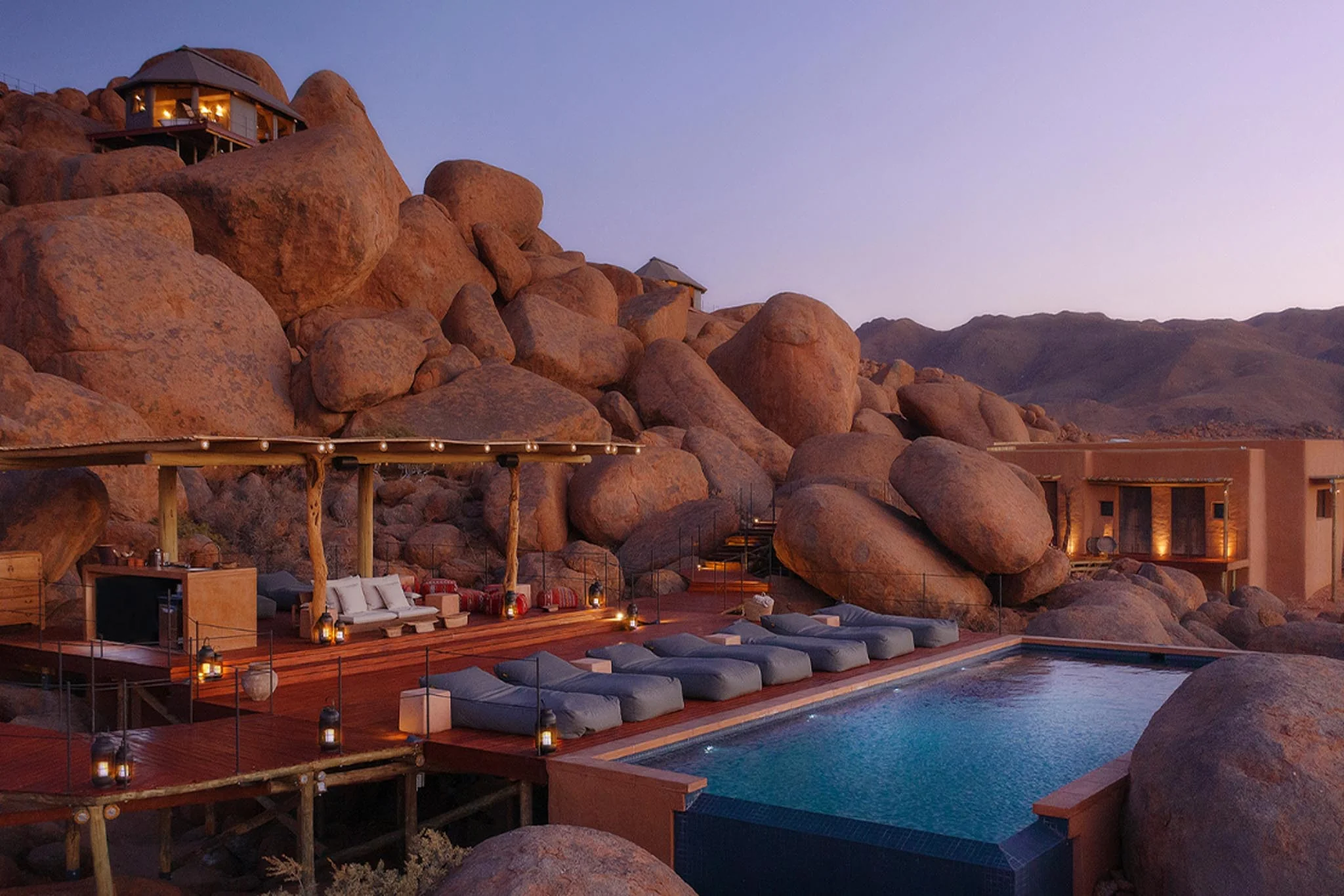 Zannier Sonop, Namibia - Outside pool and its large pool deck, overlooking the Namib Desert, next to the spa.