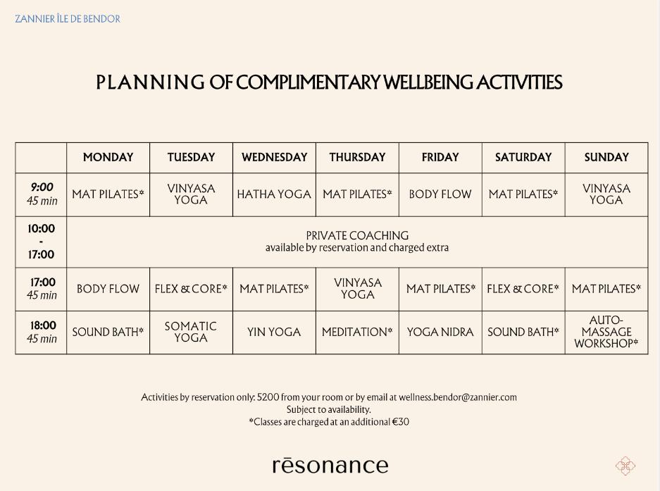 Zannier Île de Bendor, Bandol, France - Planning of complimentary wellness experiences 